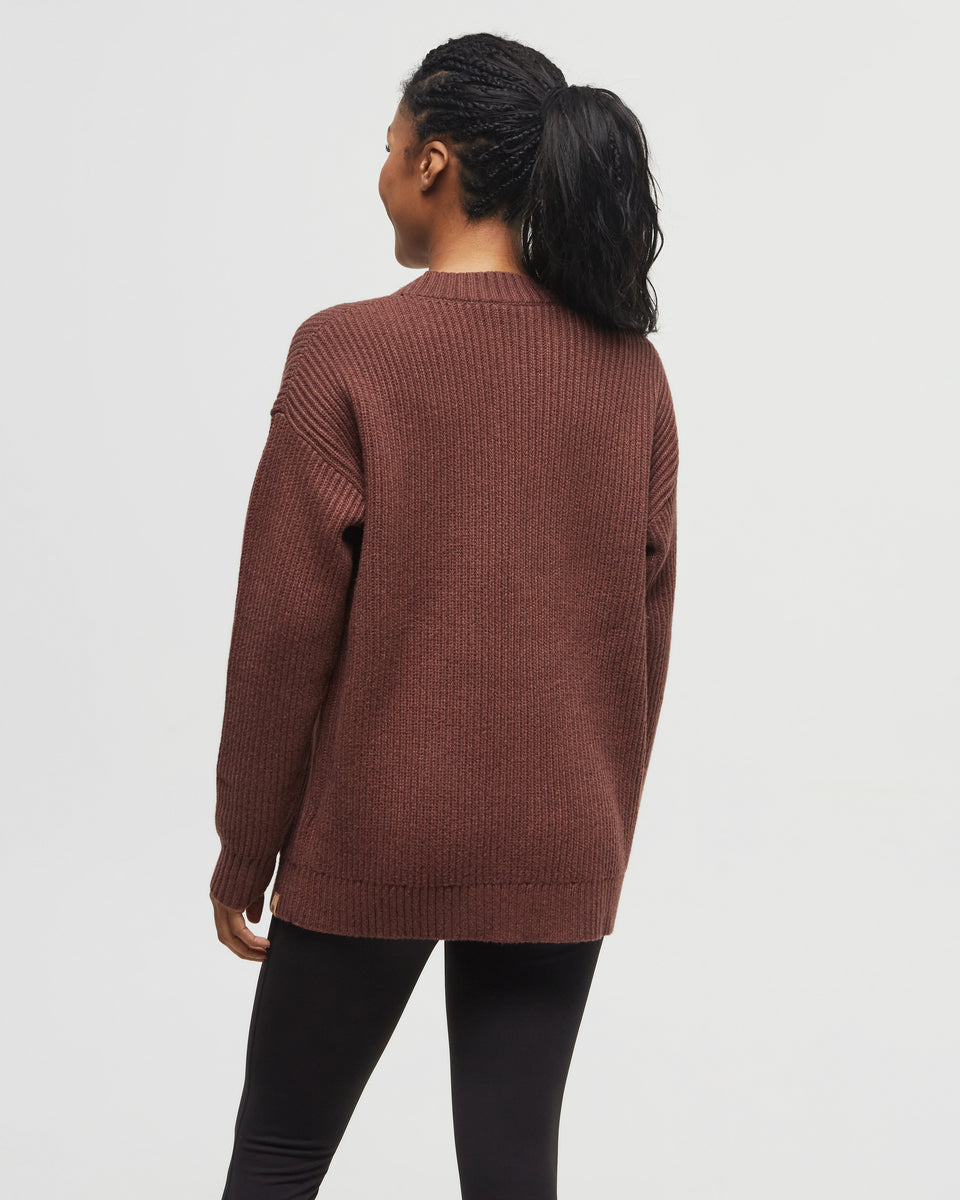 Oversized Button Cardi in Mahogany