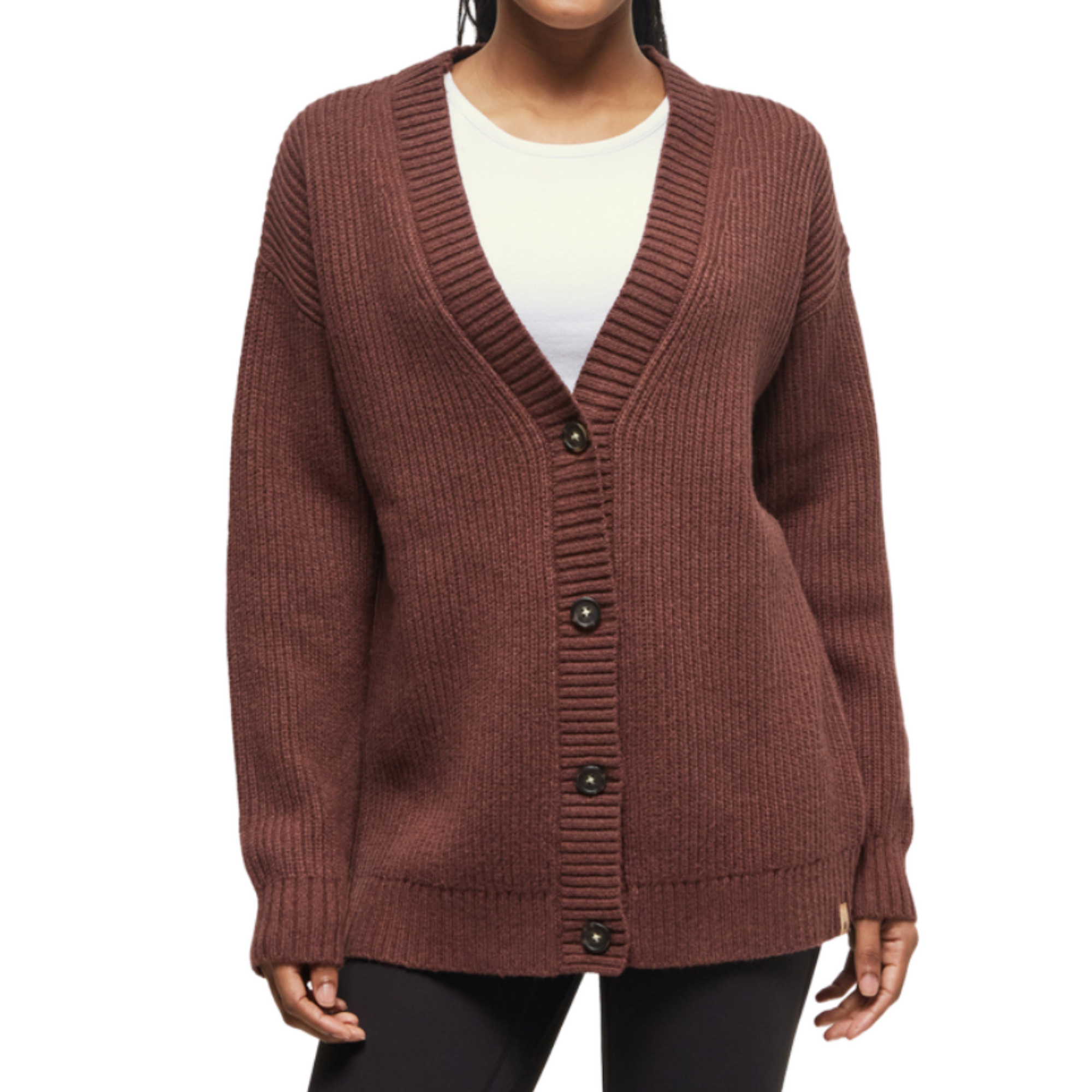 Oversized Button Cardi in Mahogany