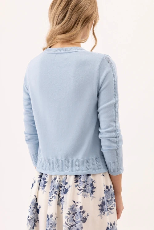Patty Crochet Knit Cardi - Pale Blue