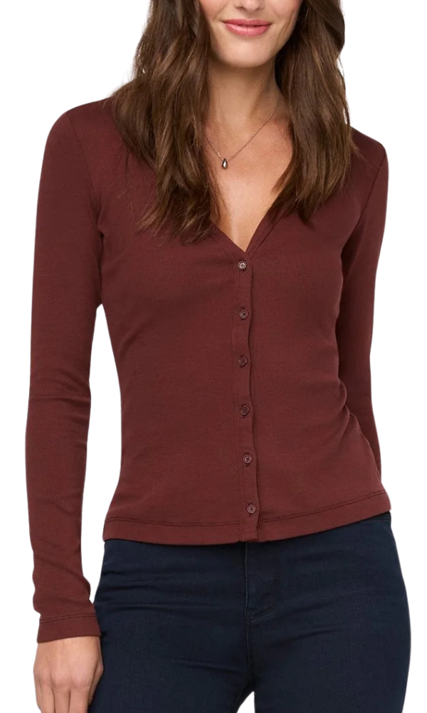 Ribbed Pima Long Sleeve - Deep Maroon