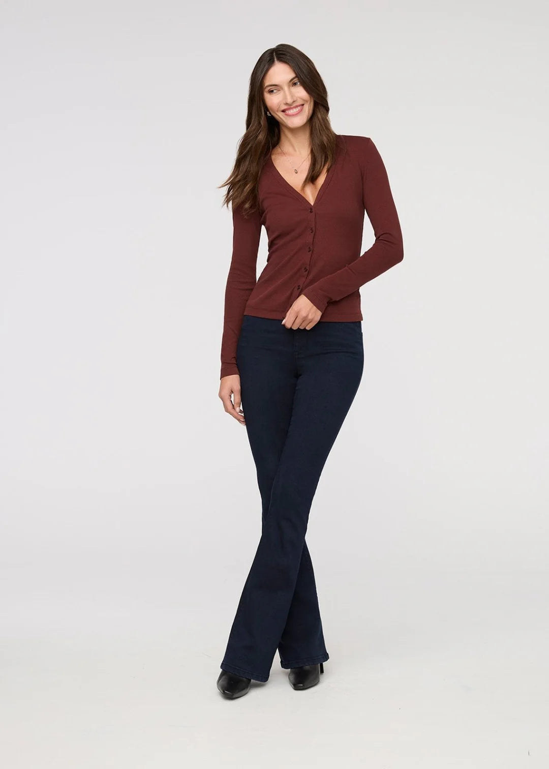 Ribbed Pima Long Sleeve - Deep Maroon