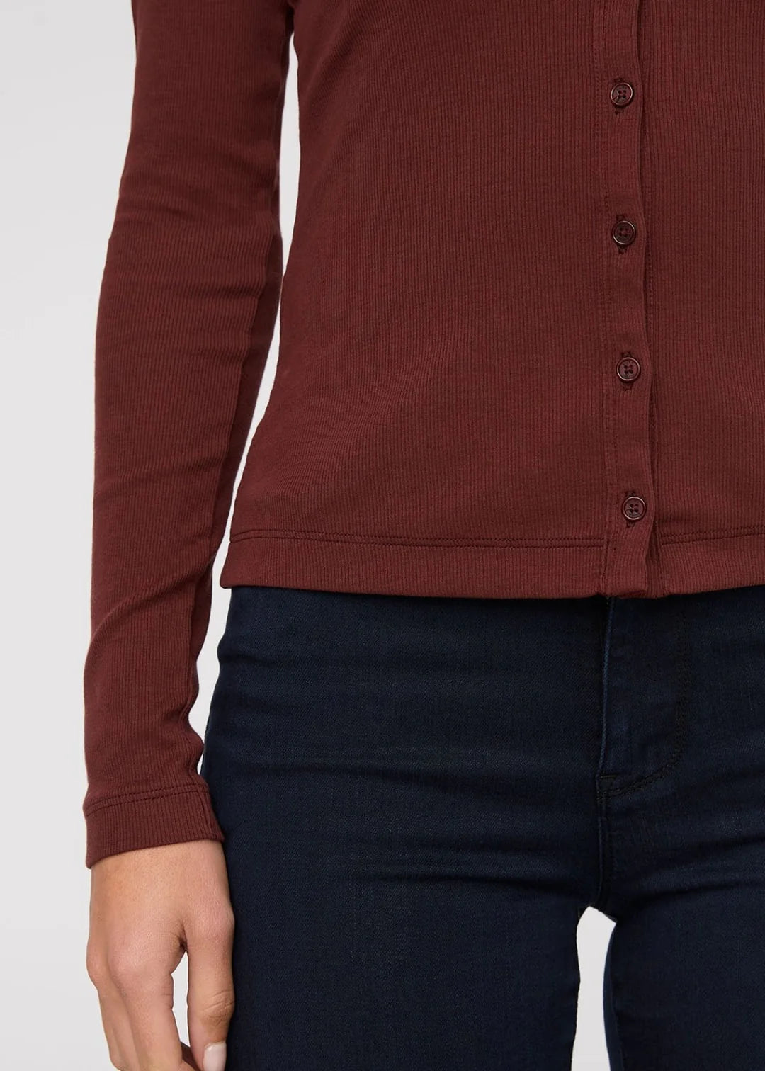 Ribbed Pima Long Sleeve - Deep Maroon
