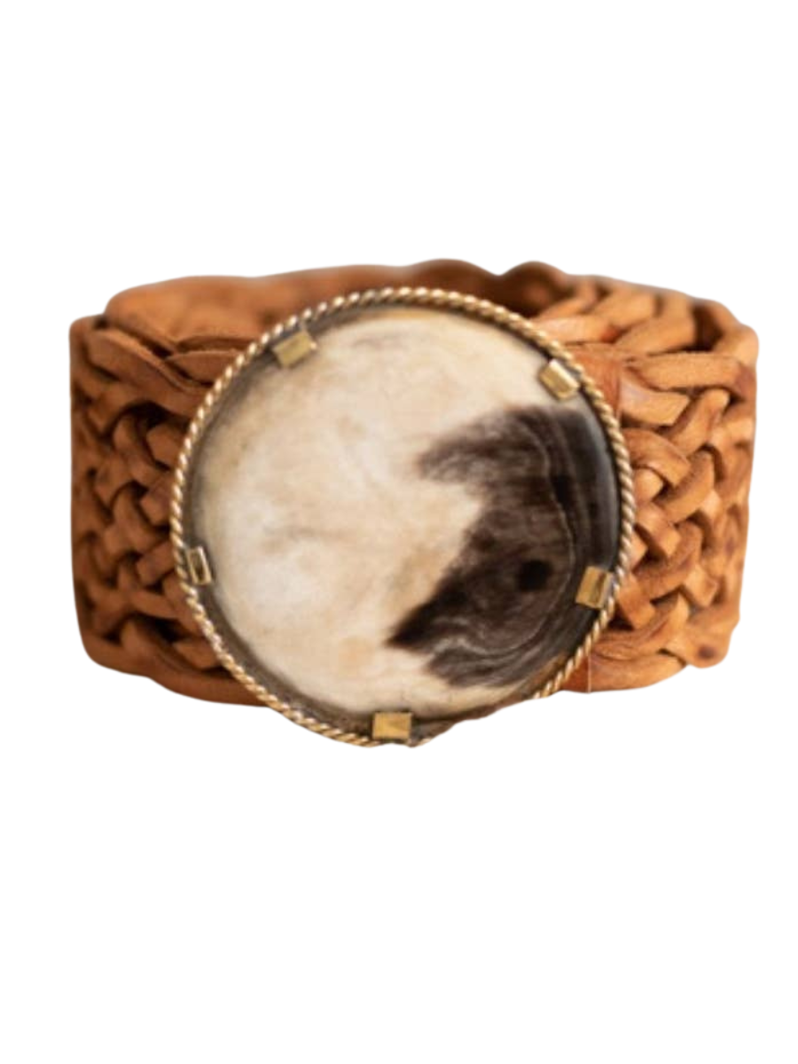 Pluto Braided Leather Belt - Tan