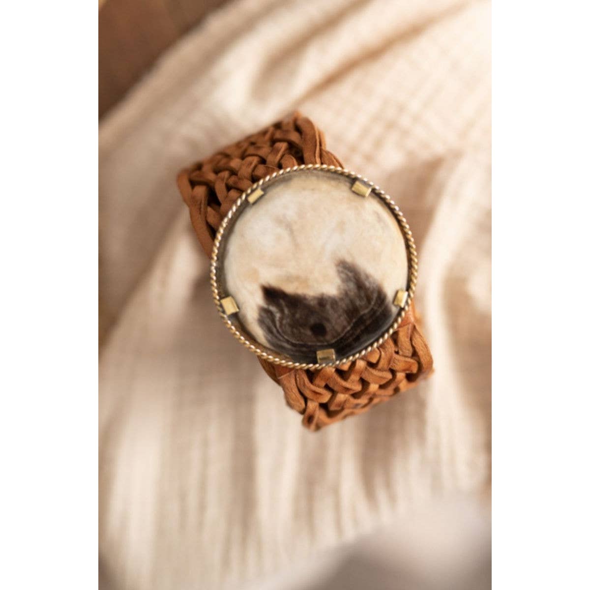 Pluto Braided Leather Belt - Tan
