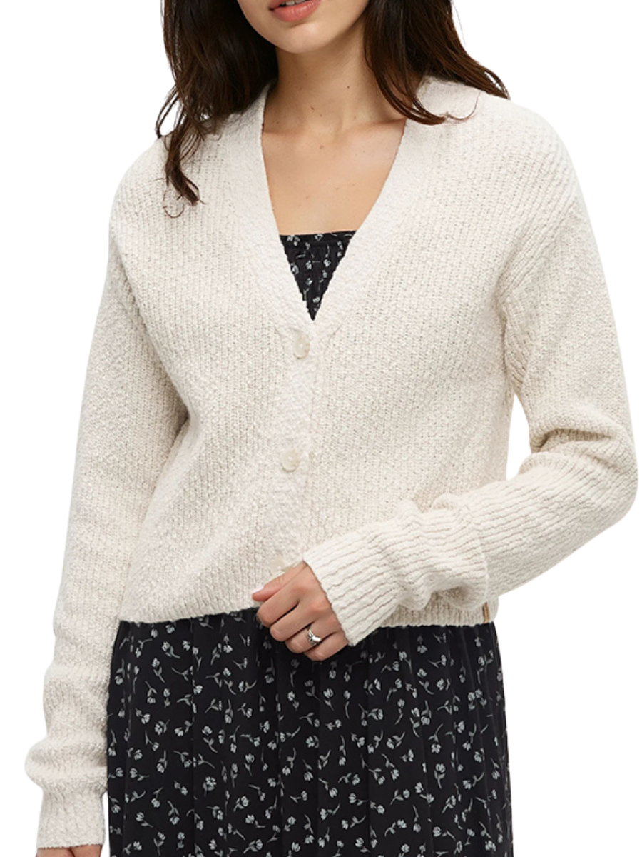 Poplar Button Cardigan - Cotton White