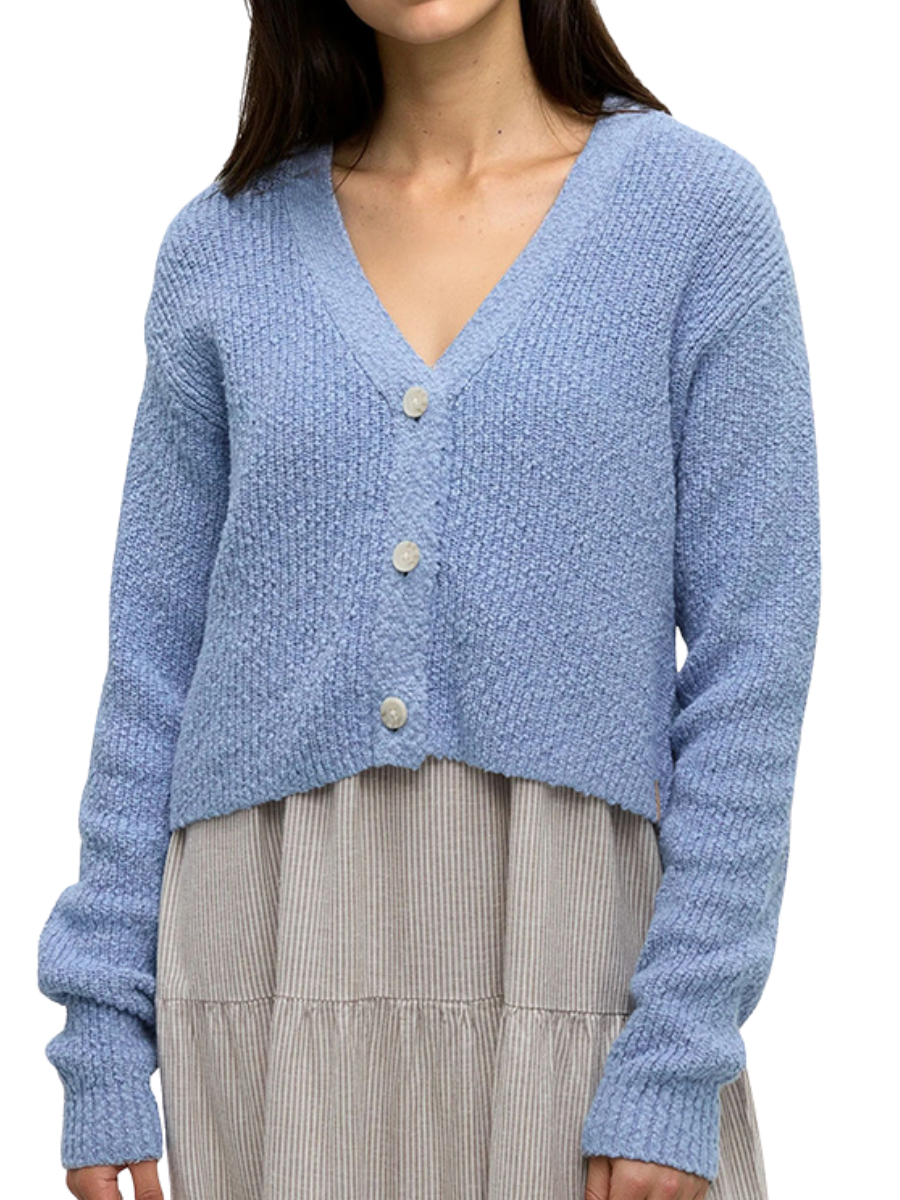 Poplar Button Cardigan - Lakeside Blue