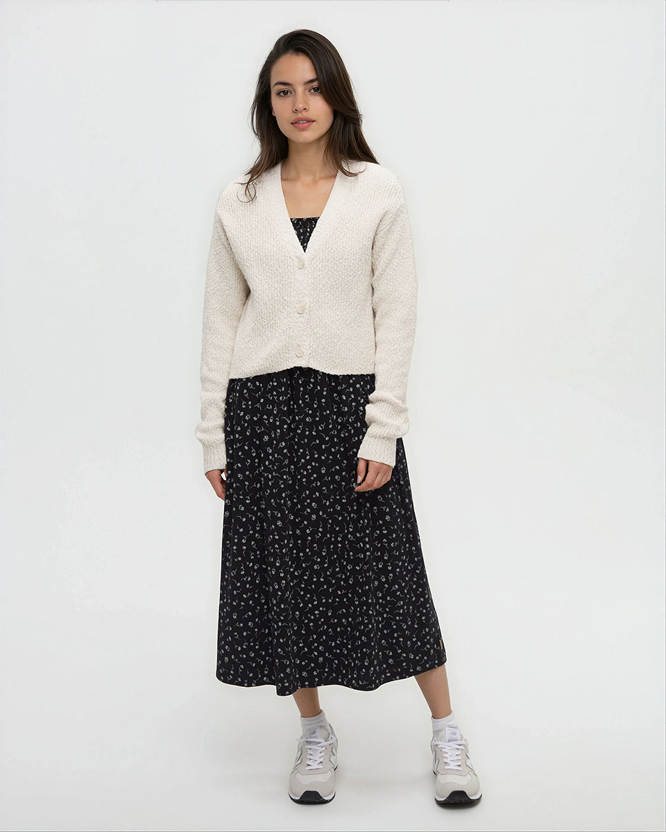 Poplar Button Cardigan - Cotton White