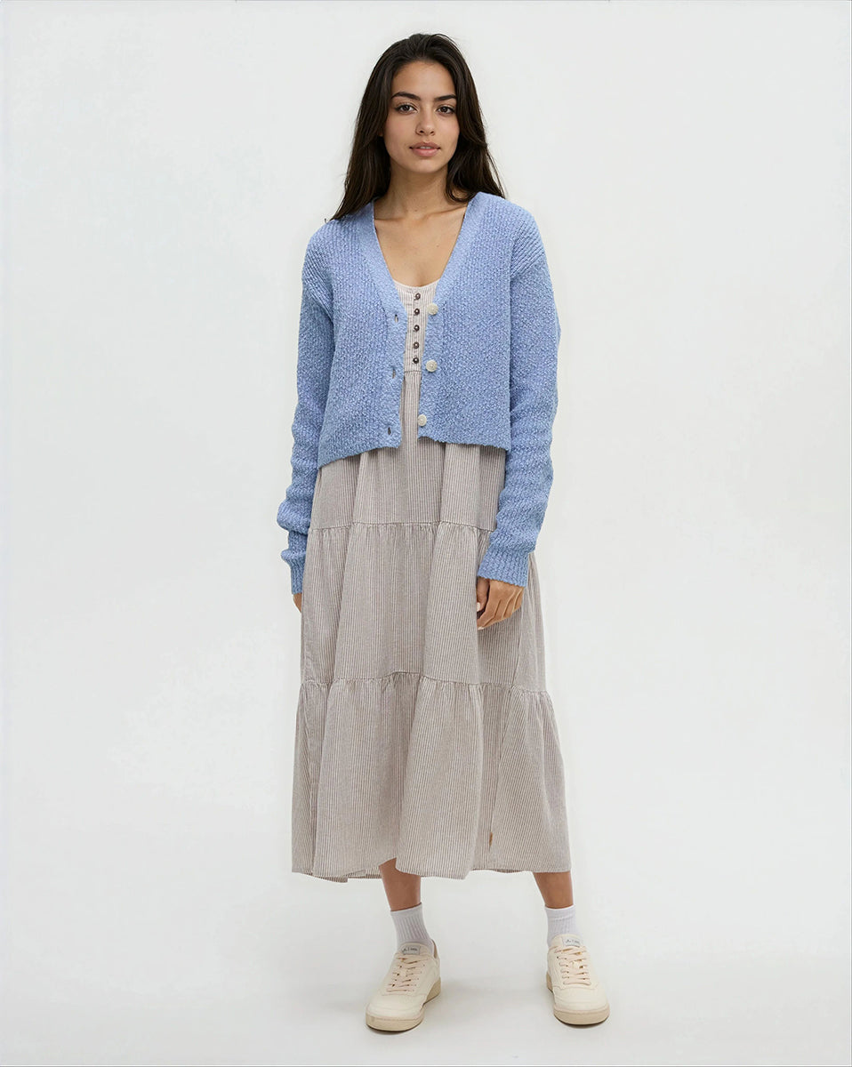 Poplar Button Cardigan - Lakeside Blue