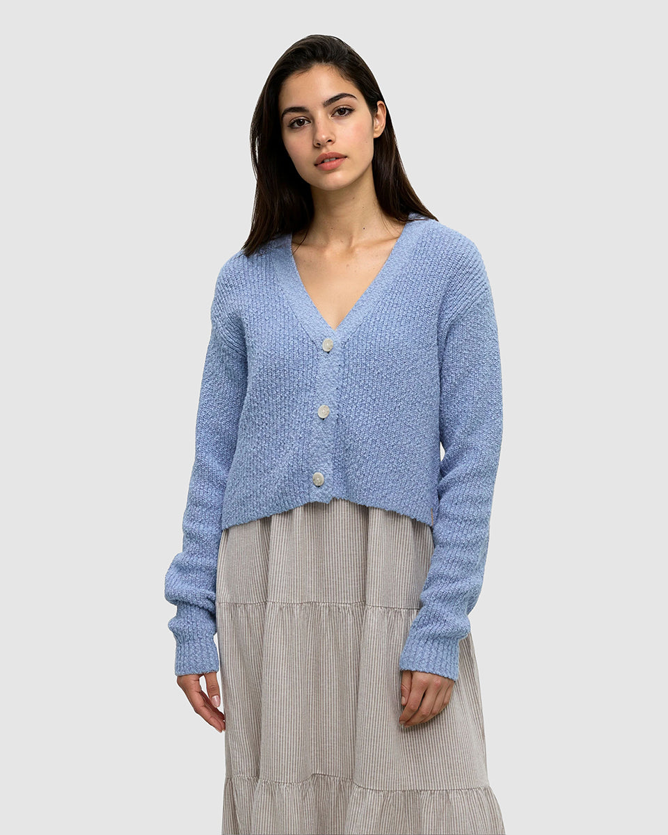 Poplar Button Cardigan - Lakeside Blue