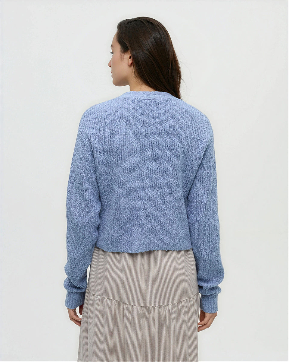 Poplar Button Cardigan - Lakeside Blue