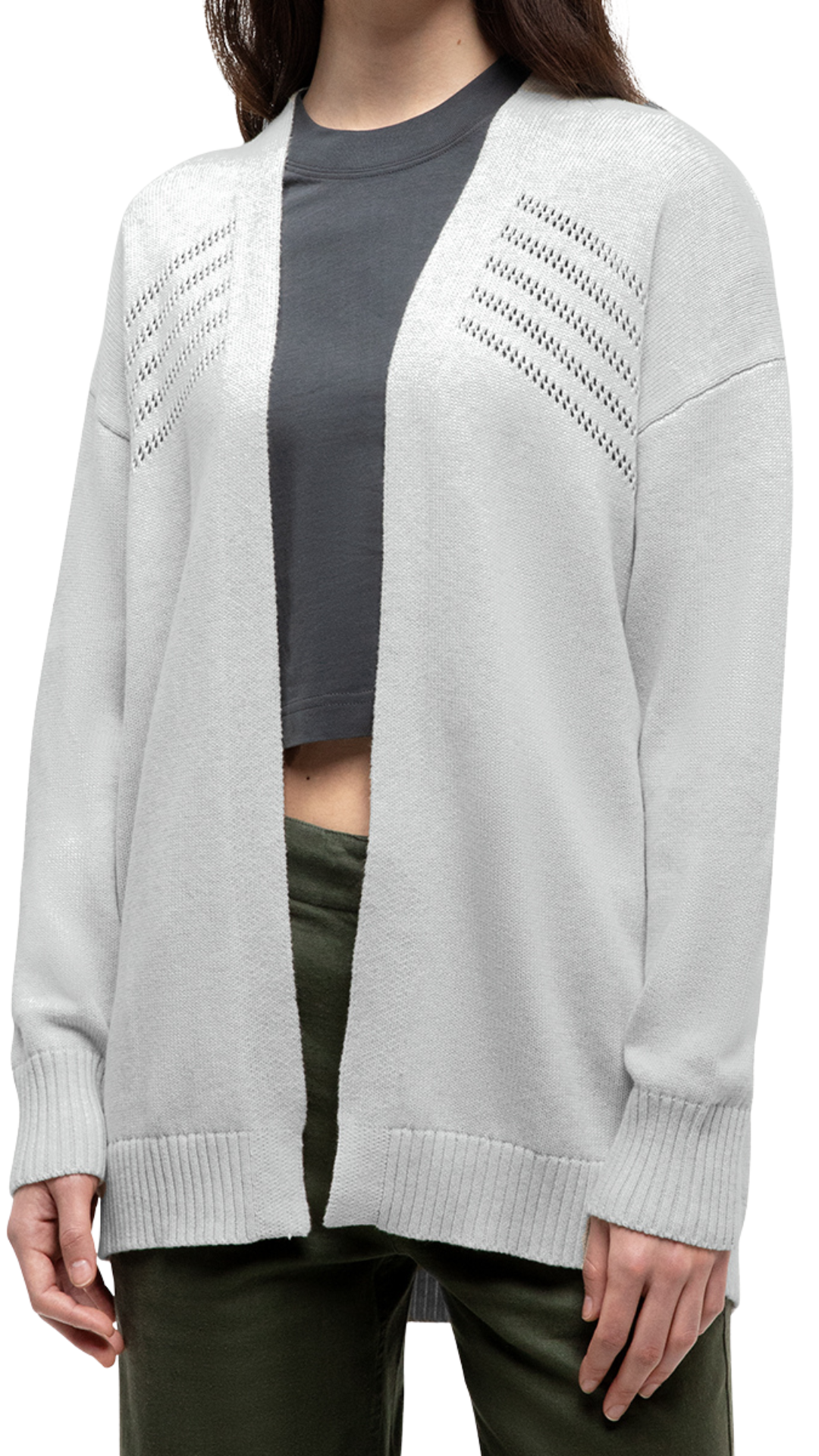 Prairies Pointelle Cardi - Light Grey