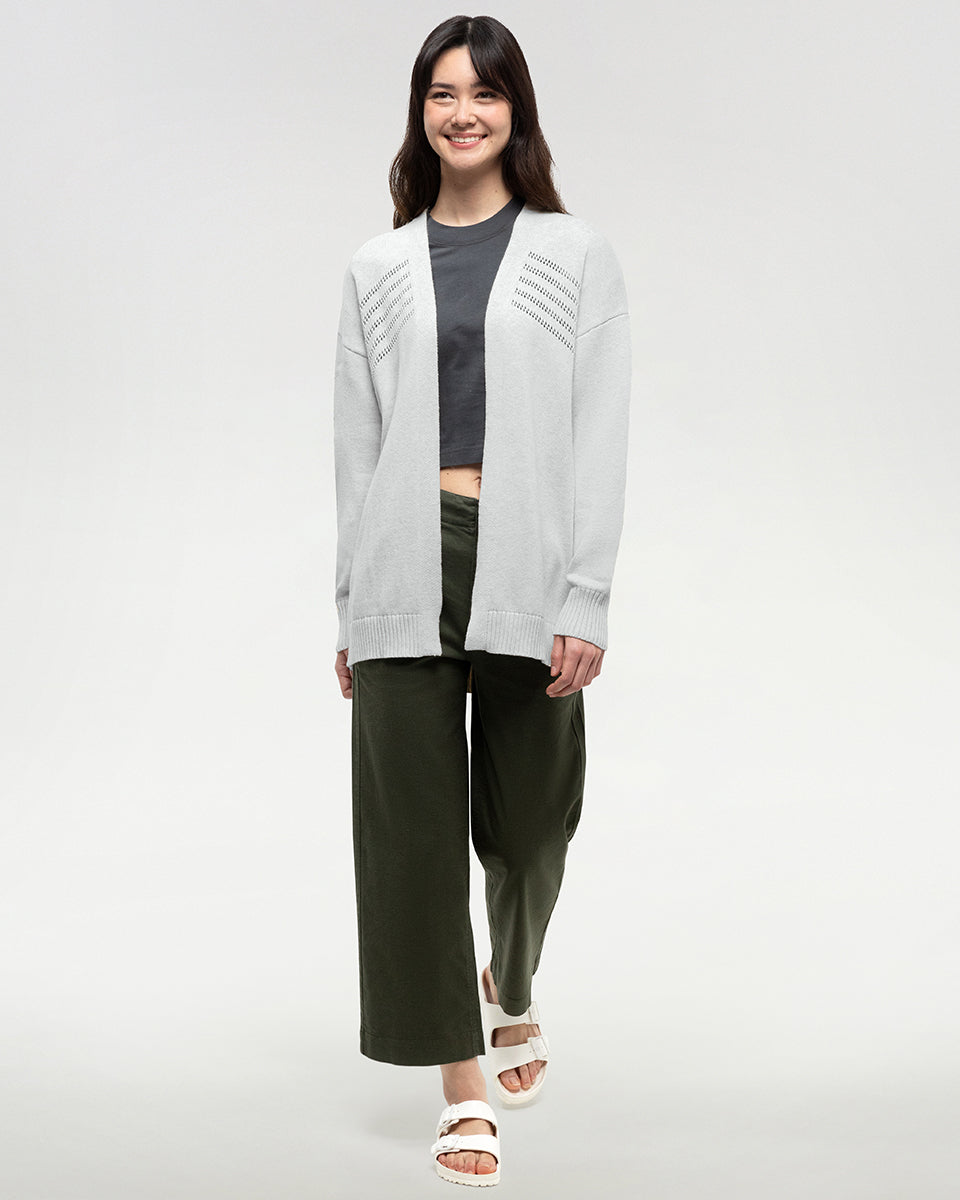 Prairies Pointelle Cardi - Light Grey