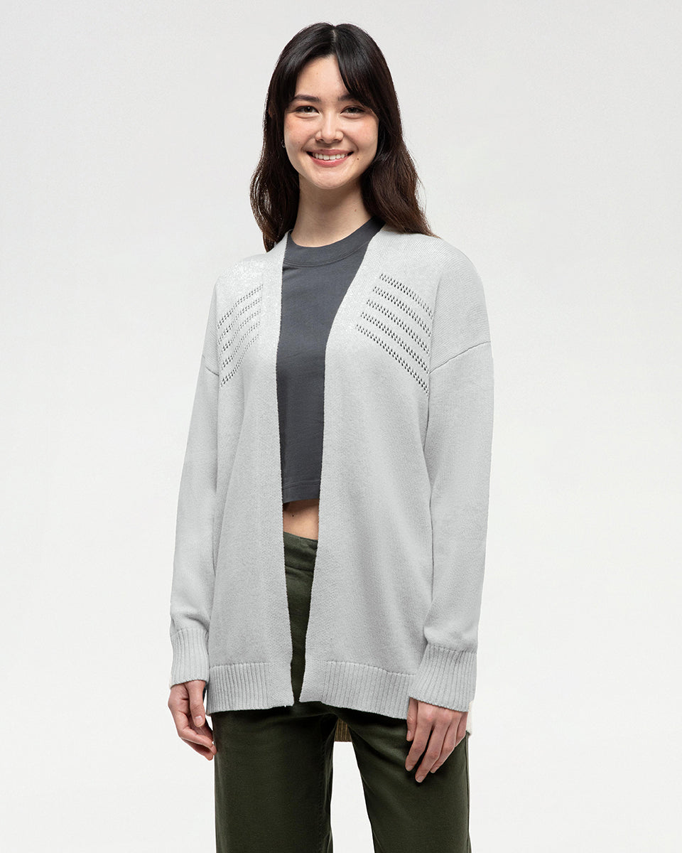 Prairies Pointelle Cardi - Light Grey