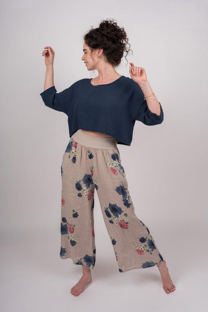 Pull On Line Floral Print Pant