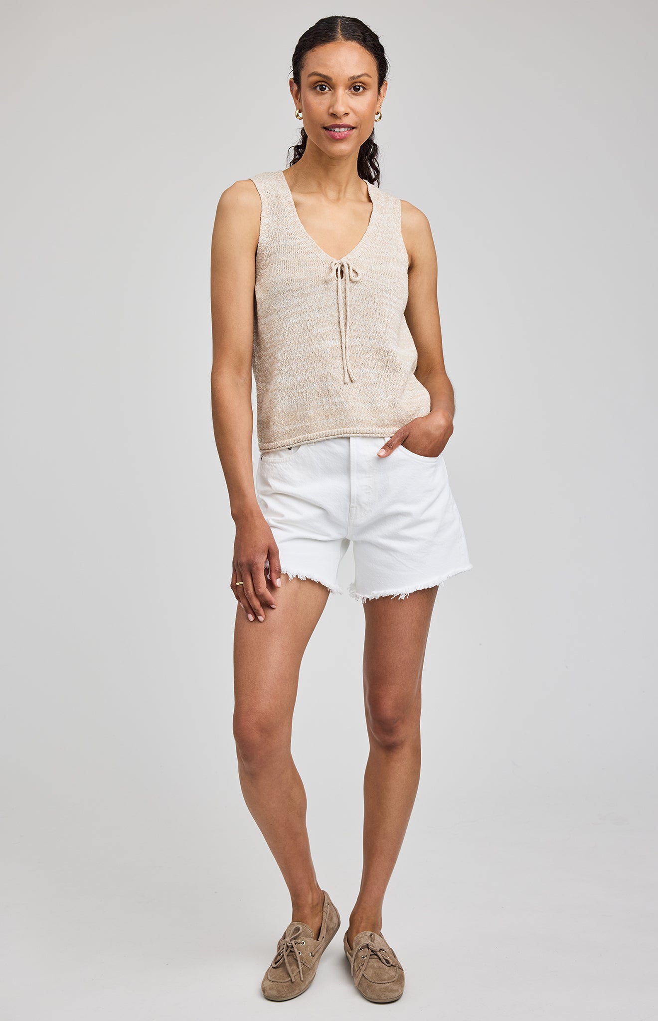 Rebel Slub Knit Cotton Tank - Linen