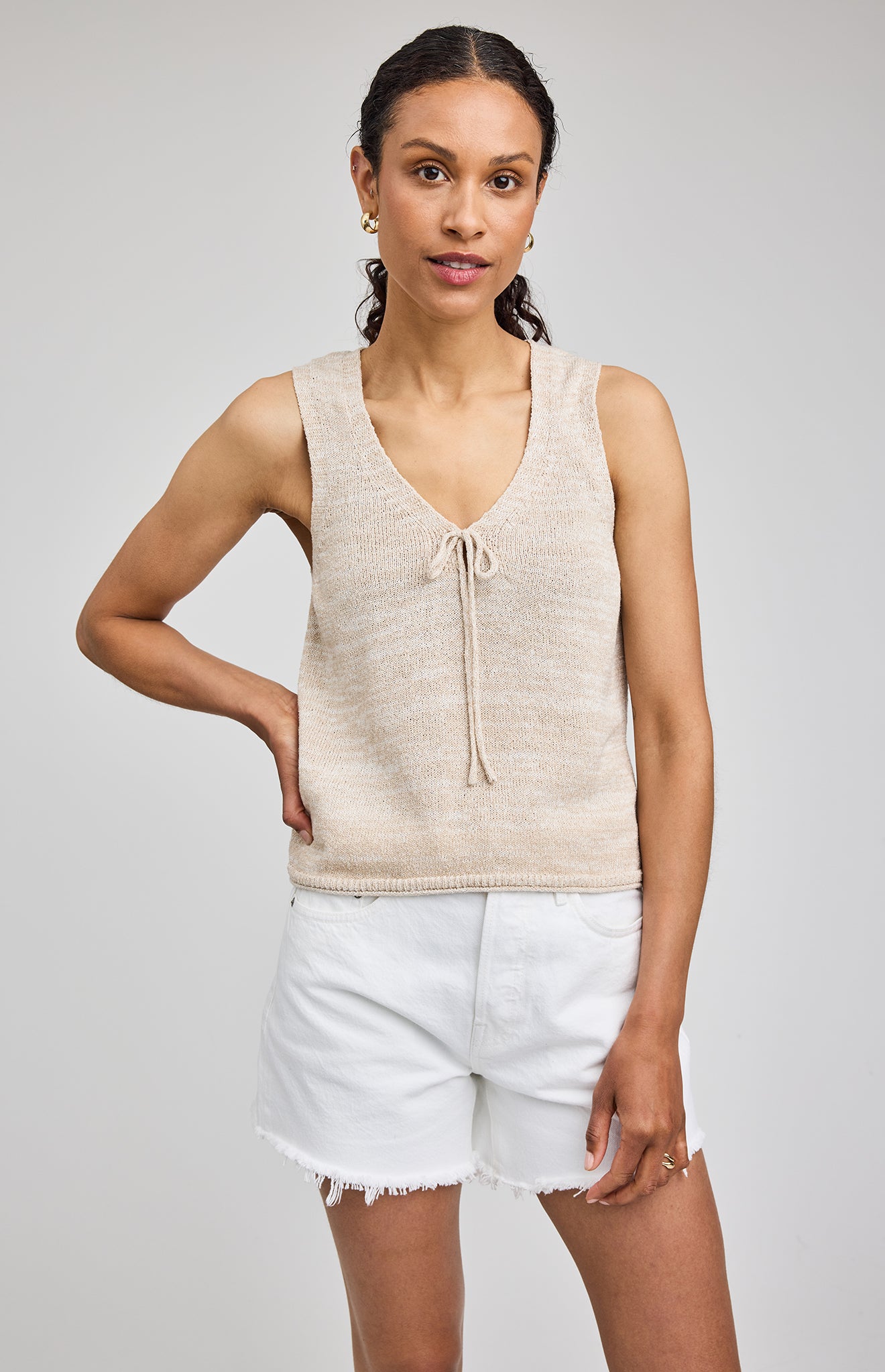 Rebel Slub Knit Cotton Tank - Linen