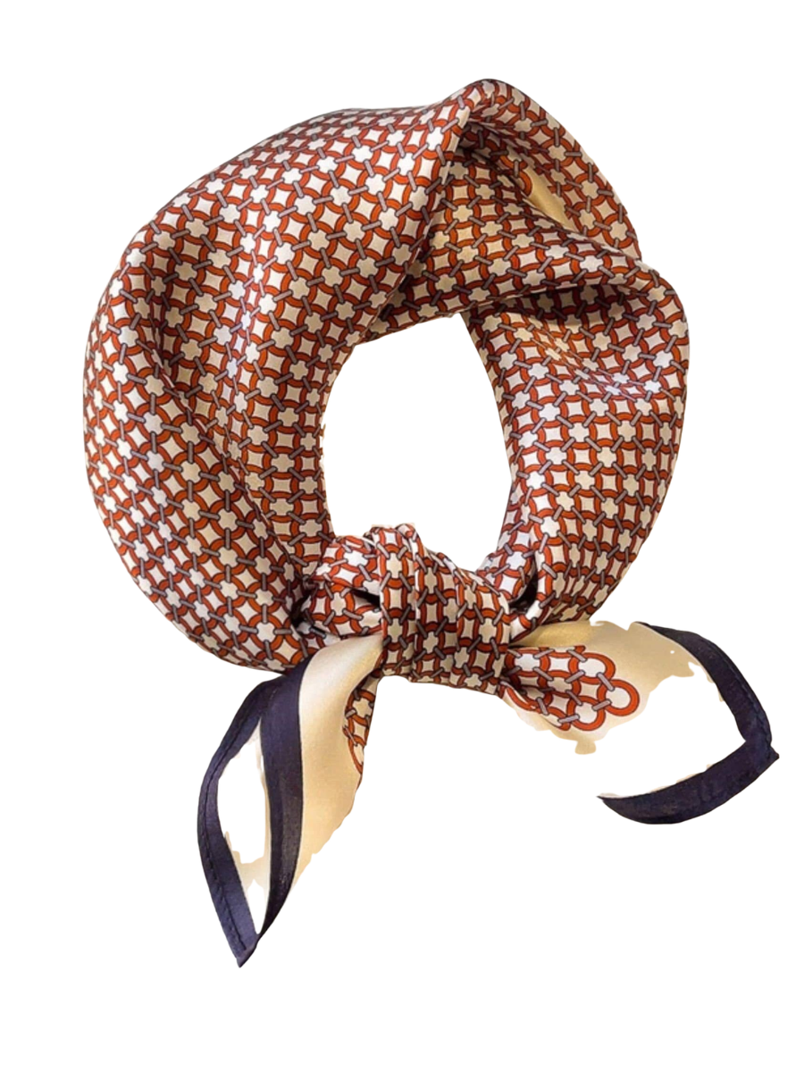 Red Chain Link Print Mulberry Silk Scarf
