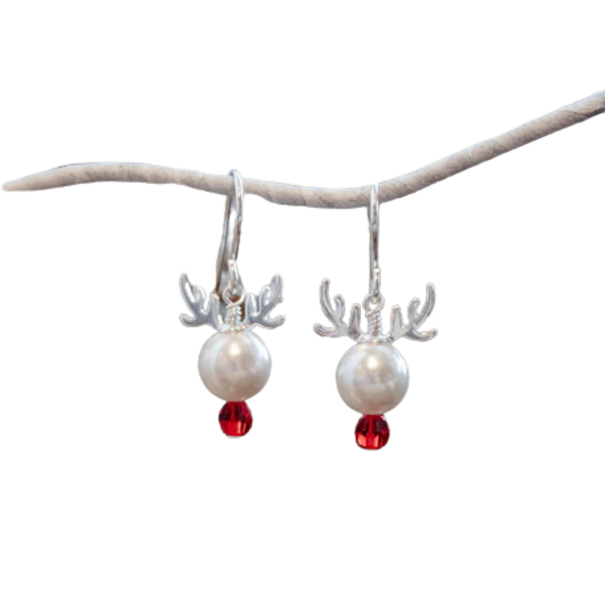 Lorraine Designs Reindeer Earrings White