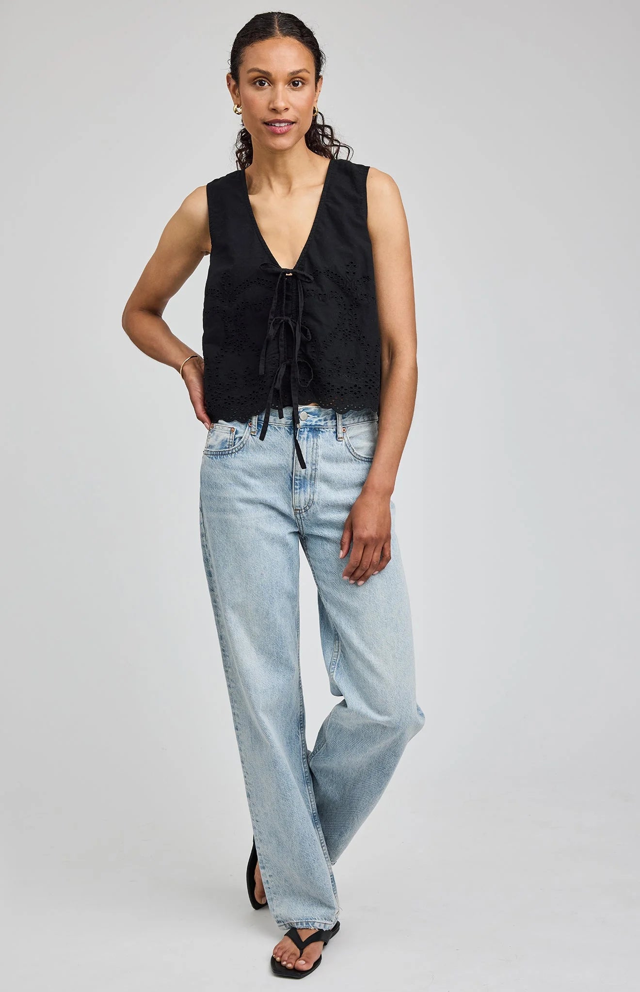Rhea Eyelet Blouse - Black