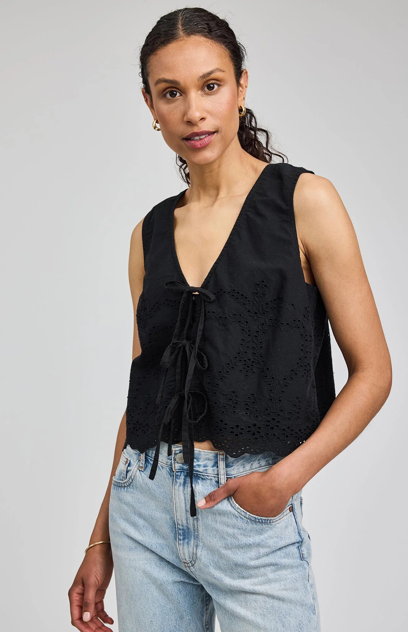 Rhea Eyelet Blouse - Black