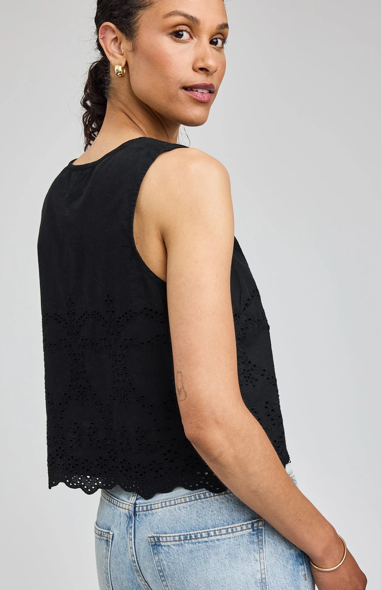 Rhea Eyelet Blouse - Black