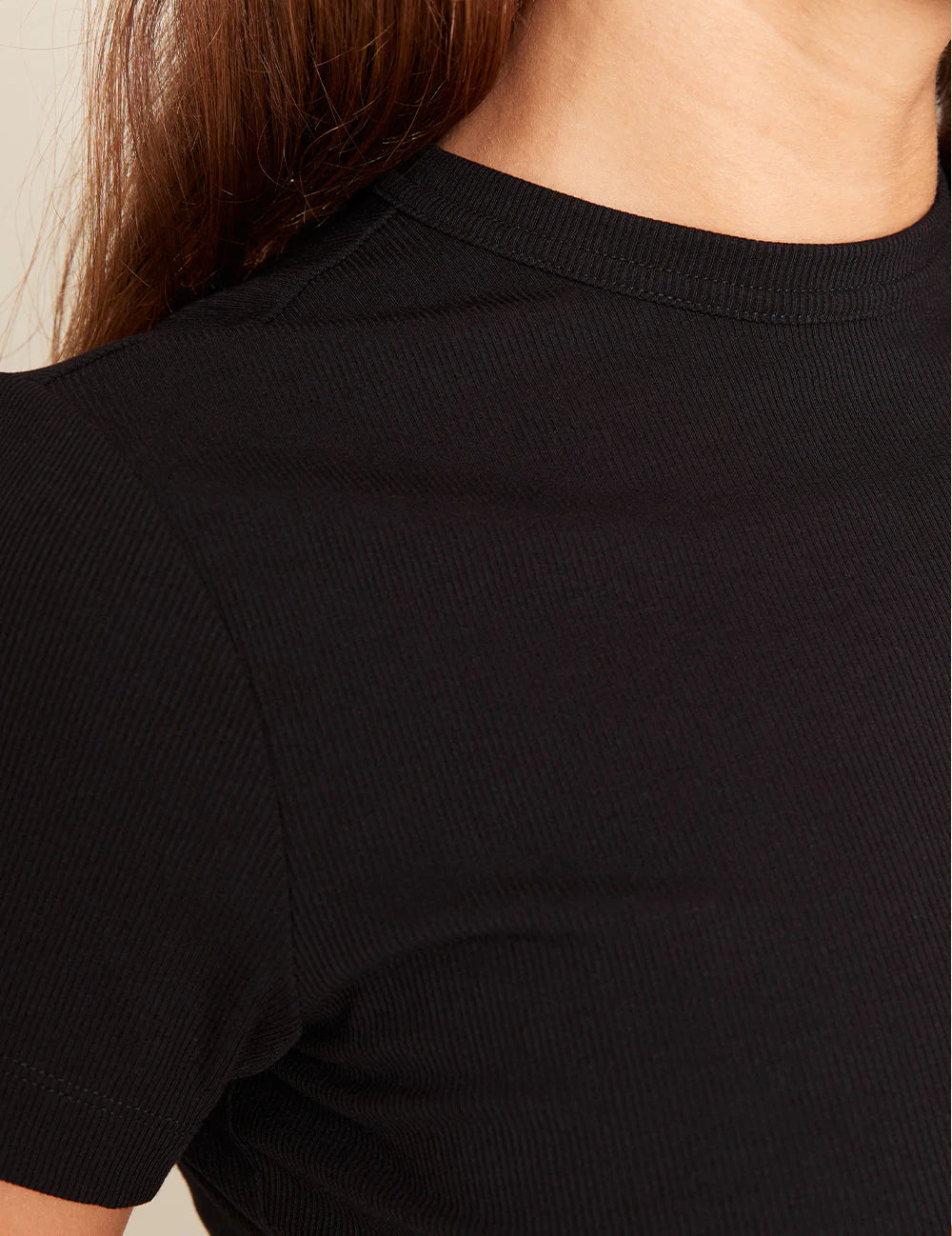 Ribbed Crew Tee in Black