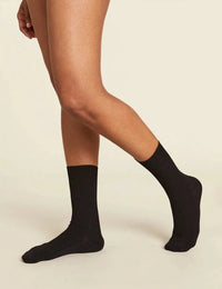 Ribbed Crew Boot Socks in Black