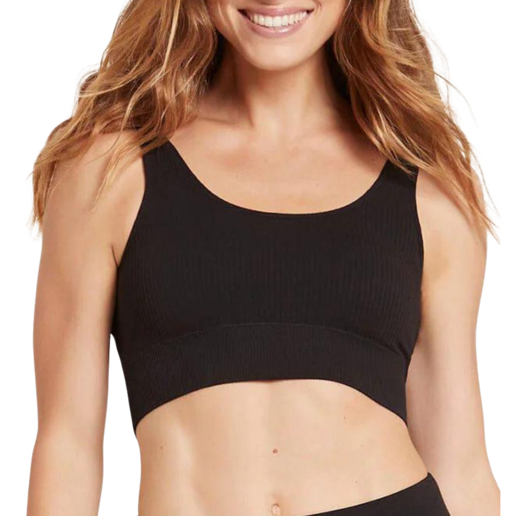 Ribbed Seamless Bra in Black