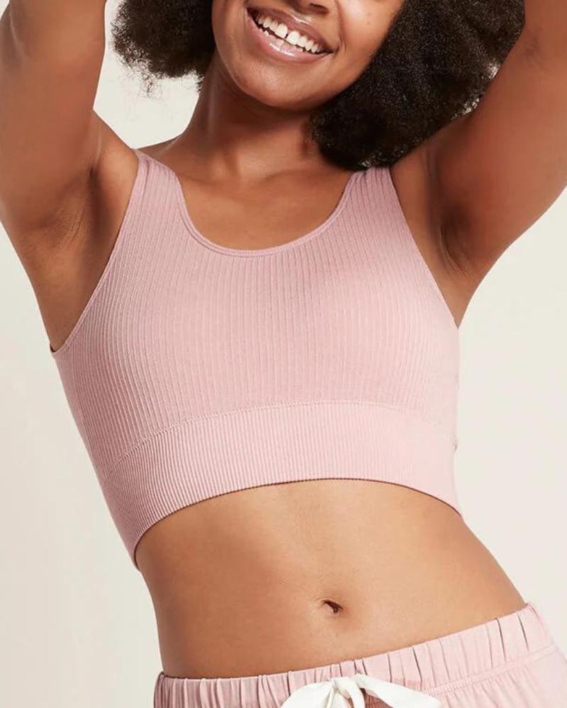 Ribbed Seamless Bra by Boody in Dusty Pink