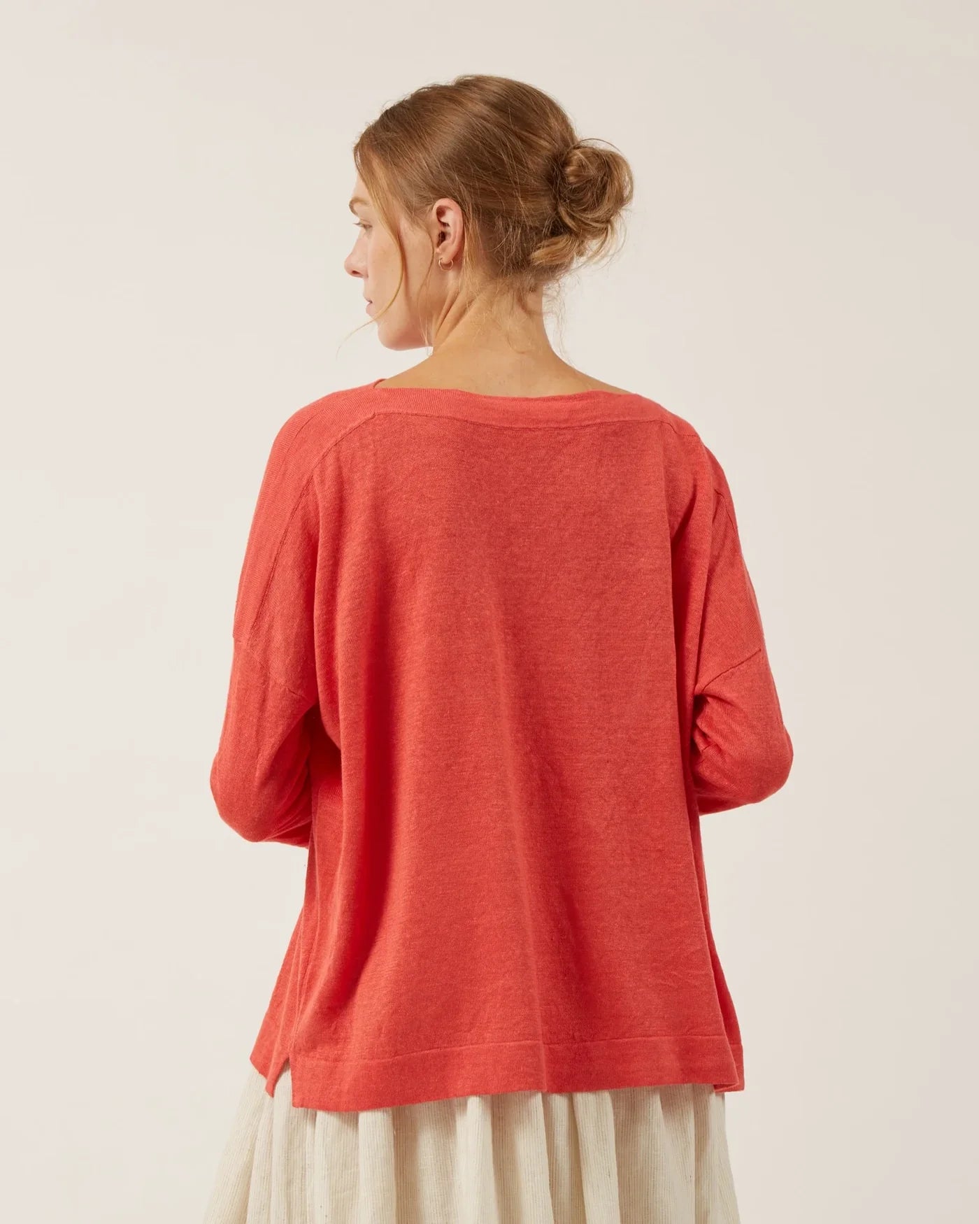 Rika Linen Sweater - Poppy Red