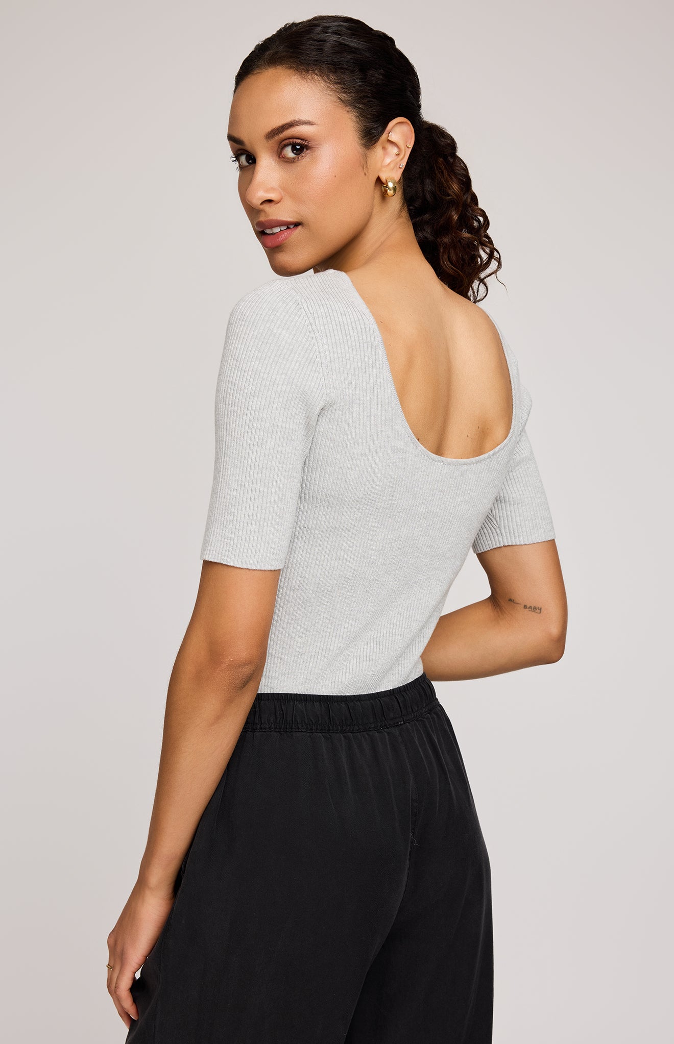 Rooney Low Back Knit - Heather Ash