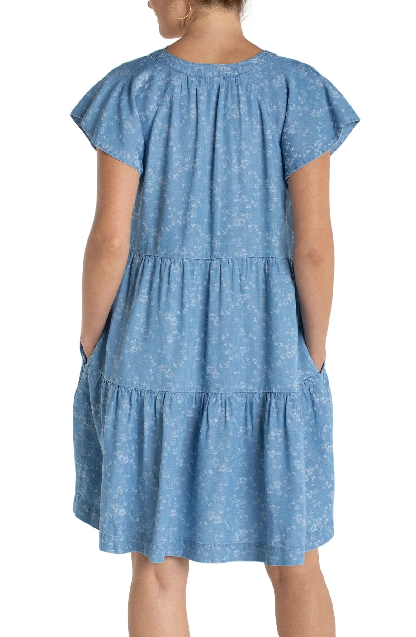 Flutter Sleeve Tiered Dress- Indigo Rose