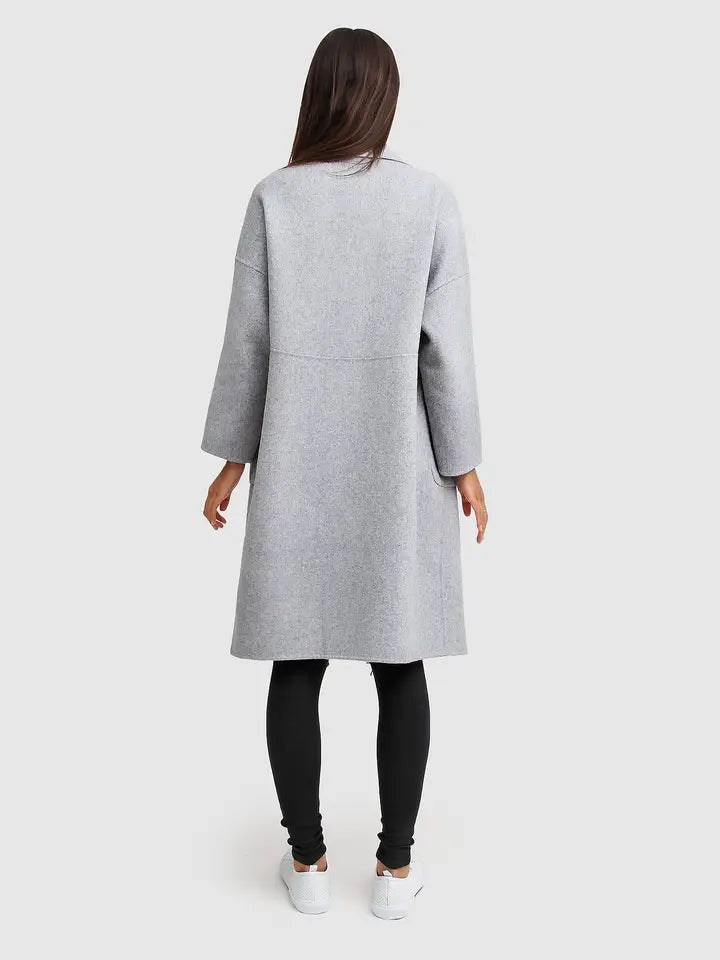 Publisher Double Breasted Wool Blend Coat - Silver Grey
