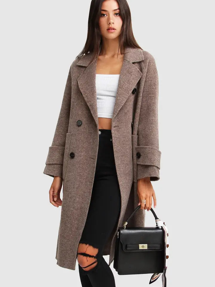 Rumour Has It Oversized Wool Coat - Soft Brown