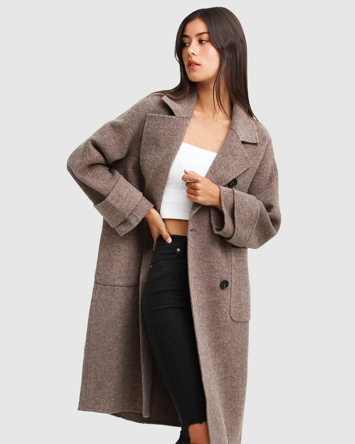 Rumour Has It Oversized Wool Coat - Soft Brown