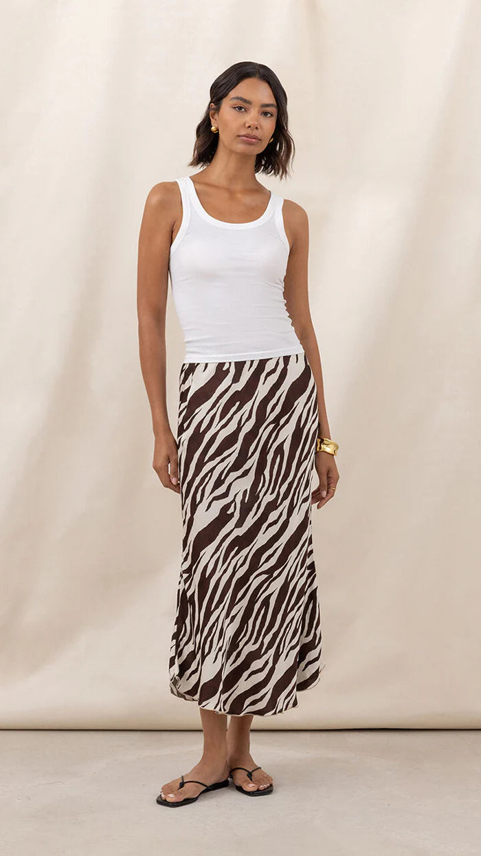 Sasha Viscose Skirt - Zebra Print