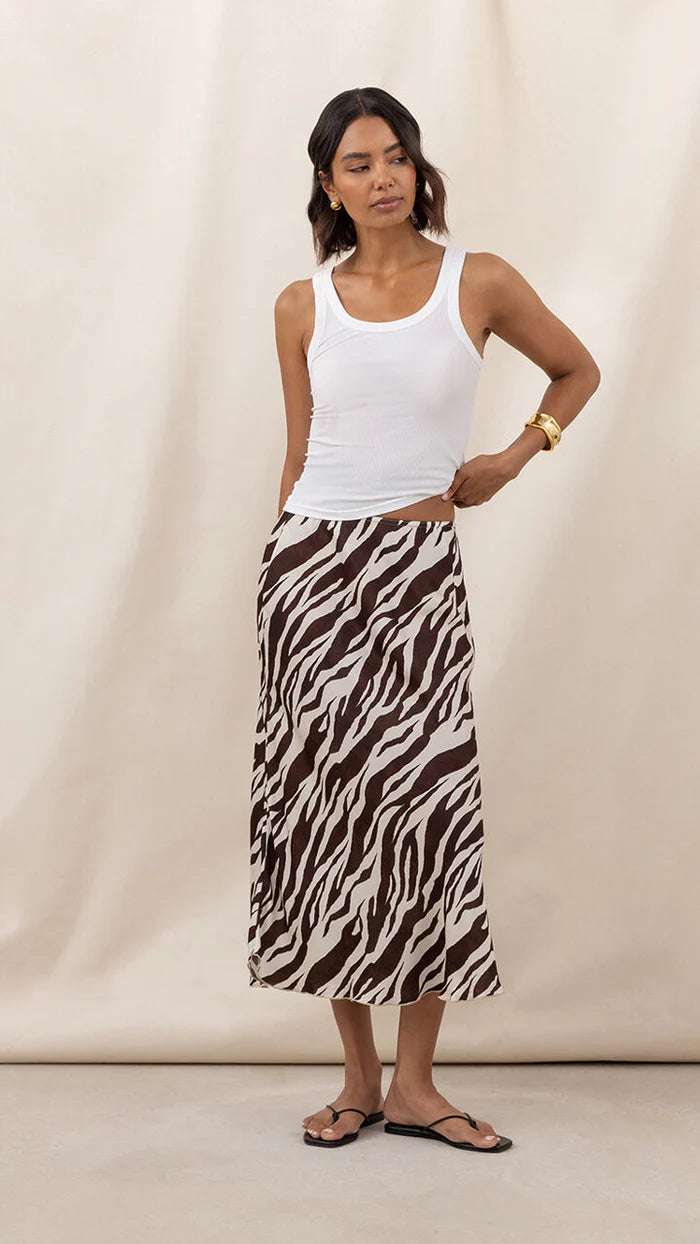 Sasha Viscose Skirt - Zebra Print
