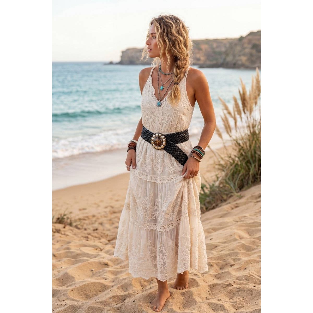 Satu Leather Braided Belt - Black