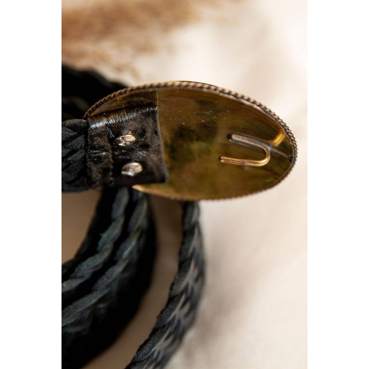 Satu Leather Braided Belt - Black