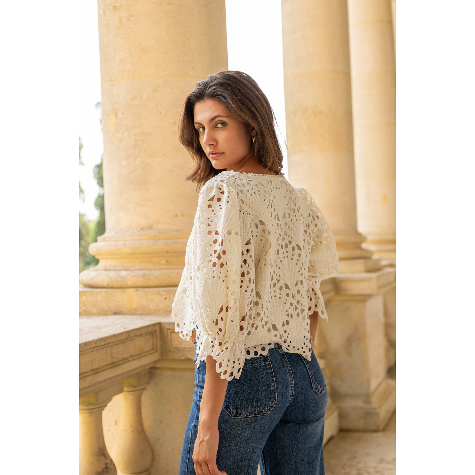 Selena Eyelet Blouse - Ecru