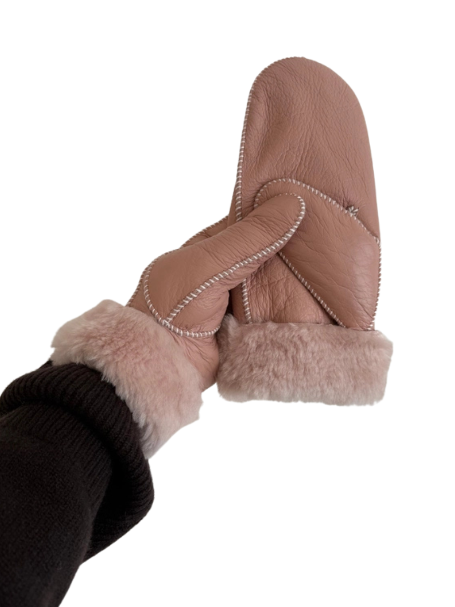Shearing Lined Mittens- Soft Beige