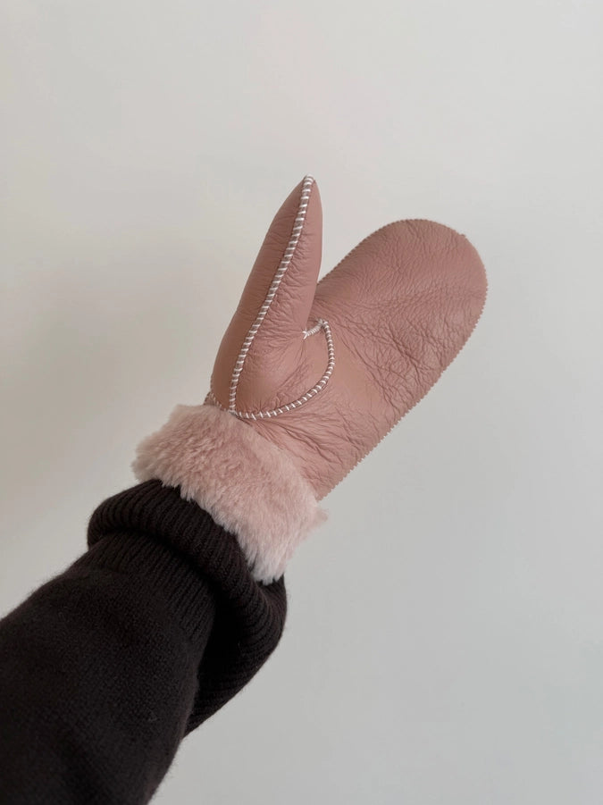 Shearing Lined Mittens- Soft Beige