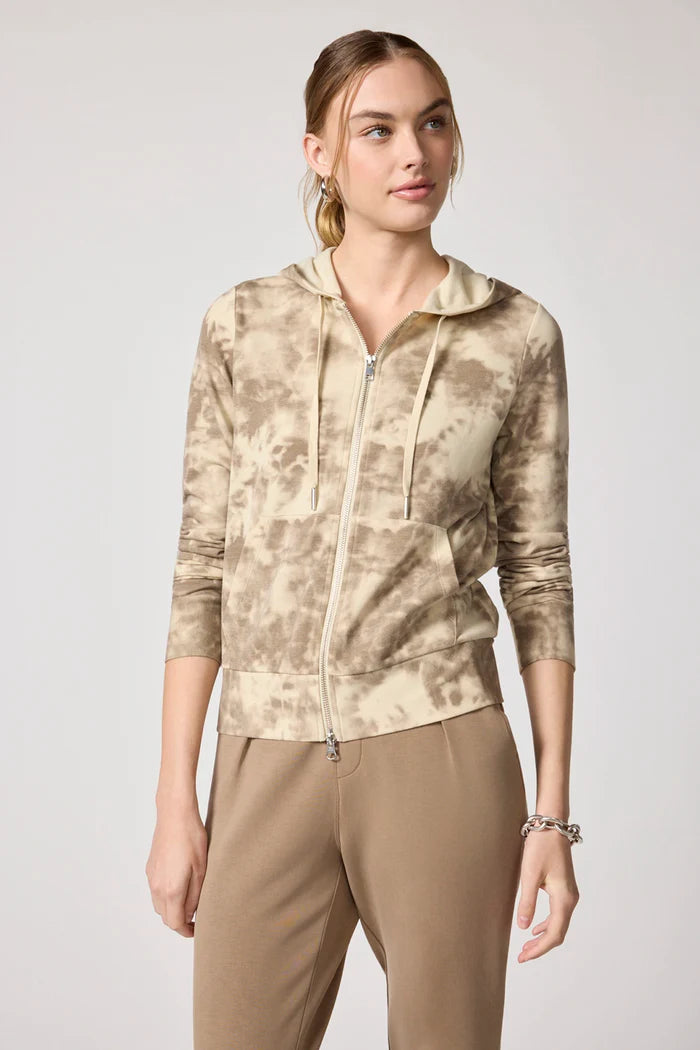 Shibori Zip Up - Brown Mix