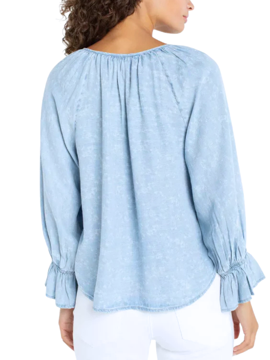 Shirred Woven Flutter Sleeve Blouse - Rose Ice