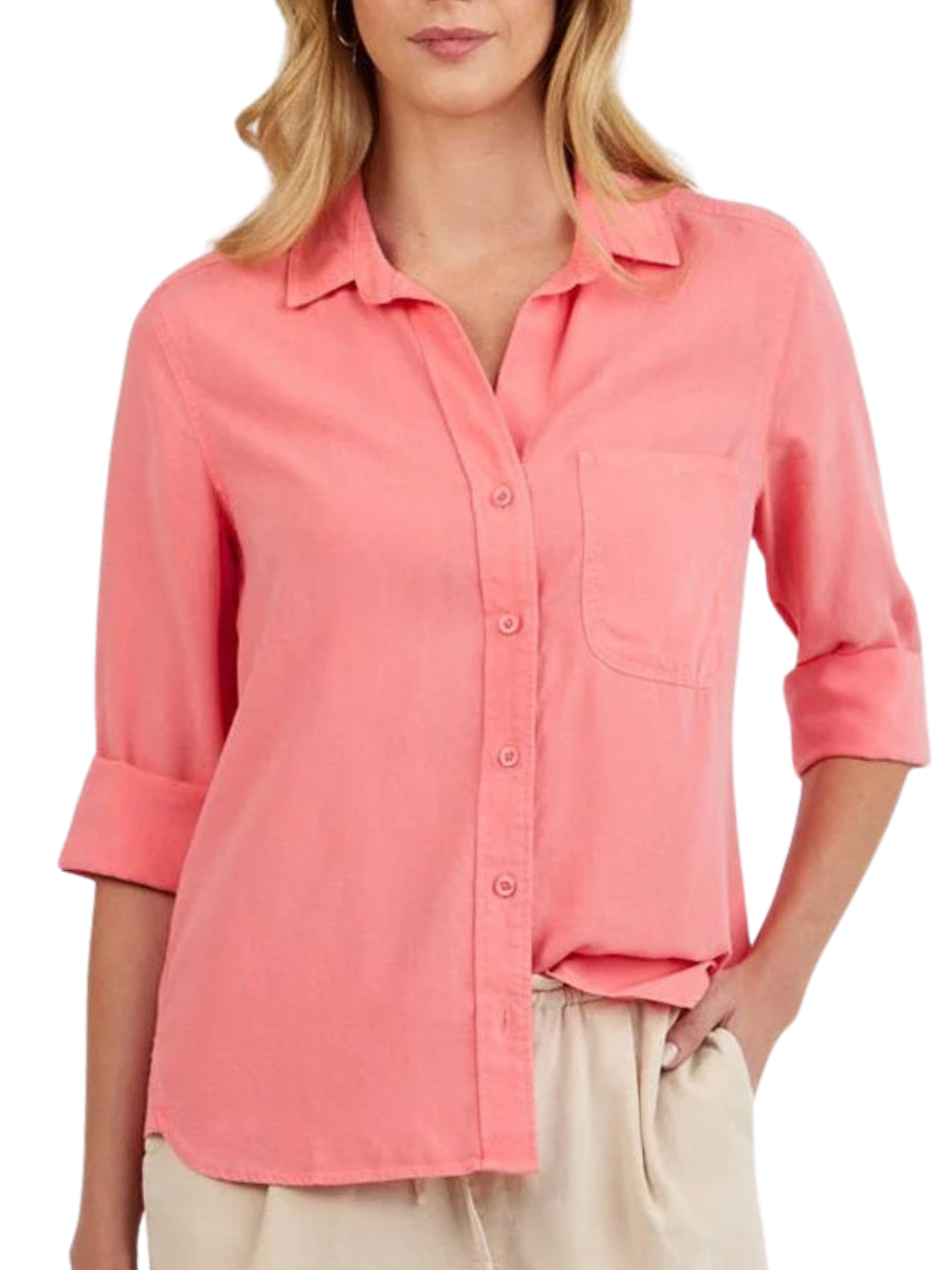 Shirt tail TENCEL™ Button Down - Wild Coral