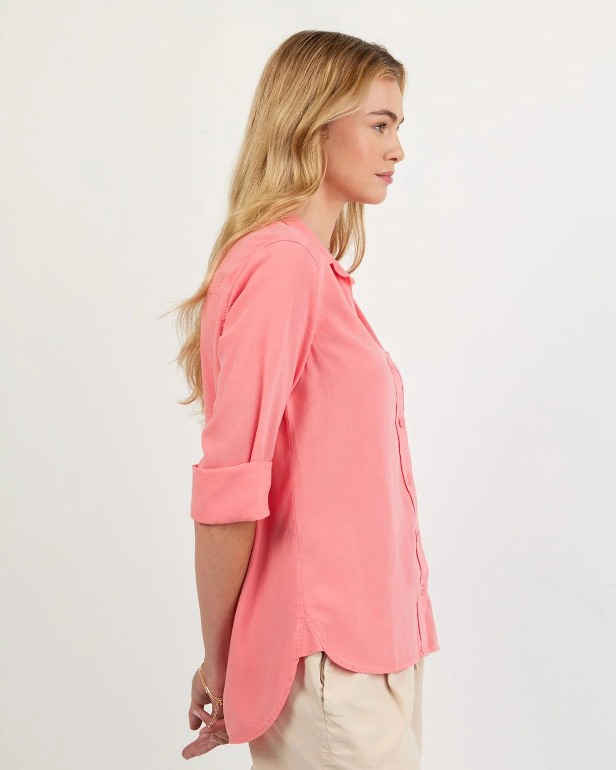 Shirt tail TENCEL™ Button Down - Wild Coral