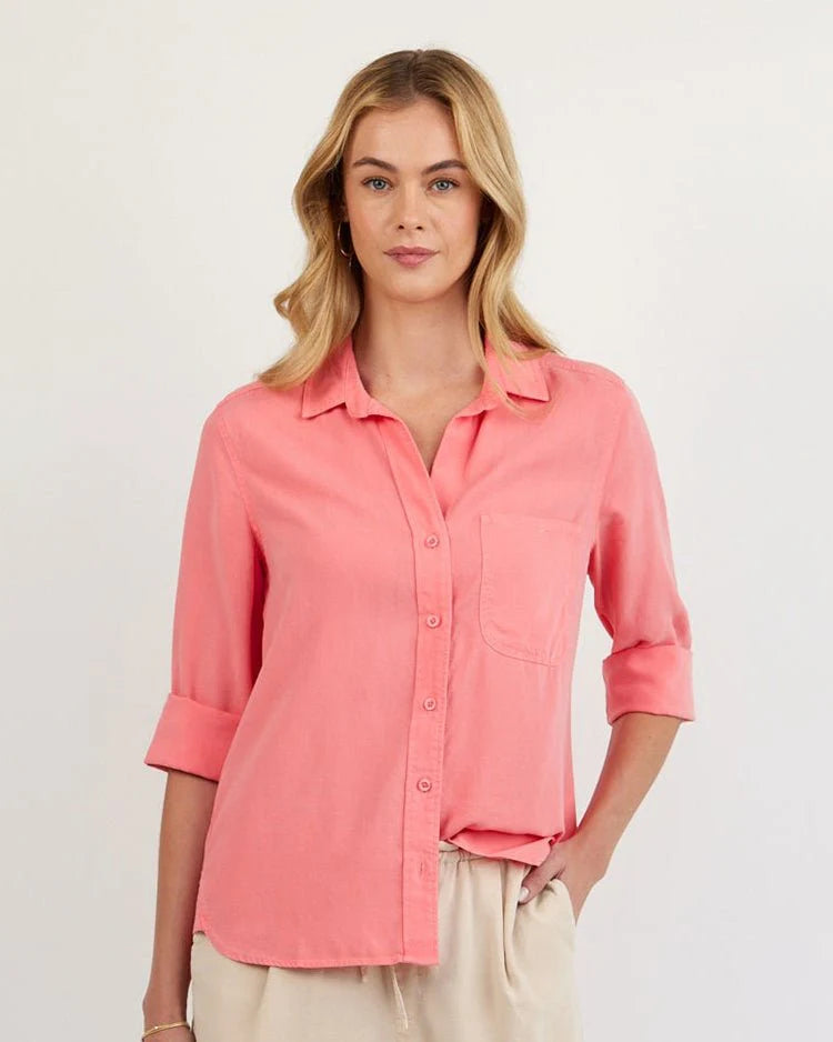 Shirt tail TENCEL™ Button Down - Wild Coral