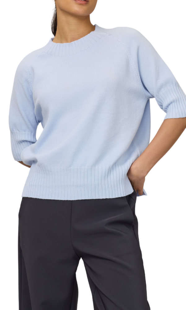 Crystal Short Sleeve Viscose Knit - Lt Blue