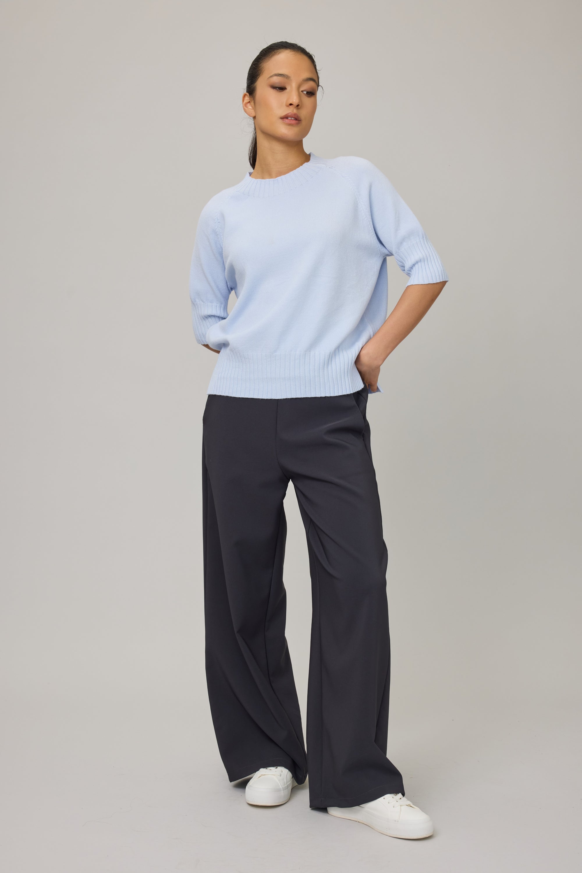 Crystal Short Sleeve Viscose Knit - Lt Blue