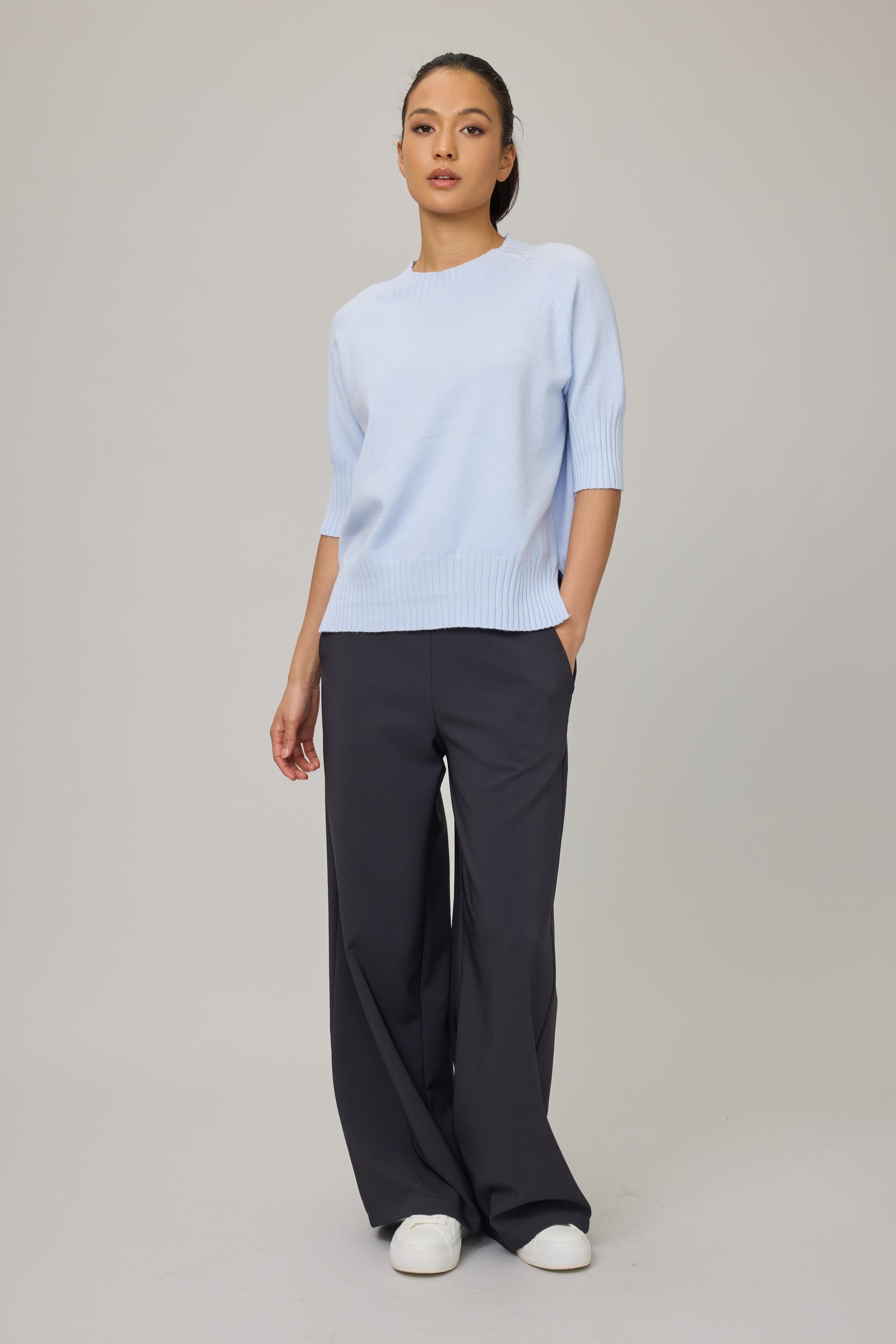 Crystal Short Sleeve Viscose Knit - Lt Blue